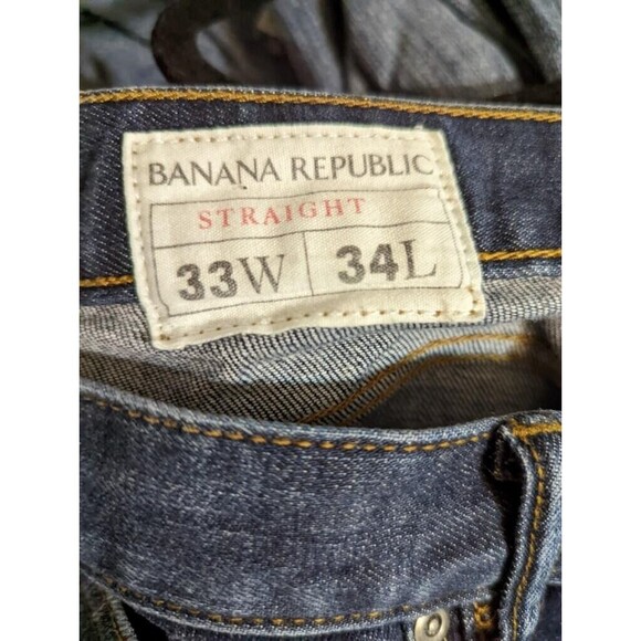 Banana Republic Mens 33X34 Dark Blue Denim Straight Leg Jeans - Picture 3 of 4